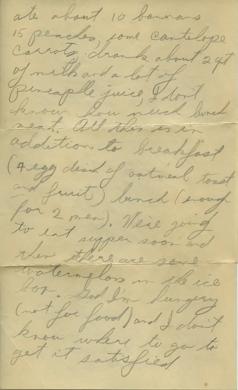 Handwritten WWII Letter Page - Sammiet Moon Correspondence, Food and Rations