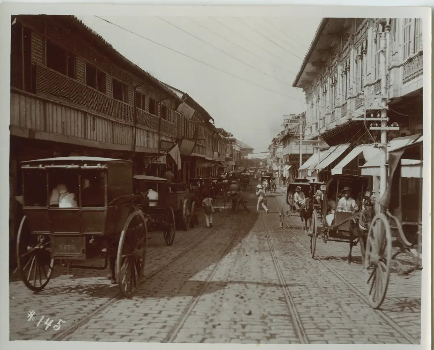 Street Scene with Horse-Drawn Carriages, Manila, Philippines, c. 1890s-1900s