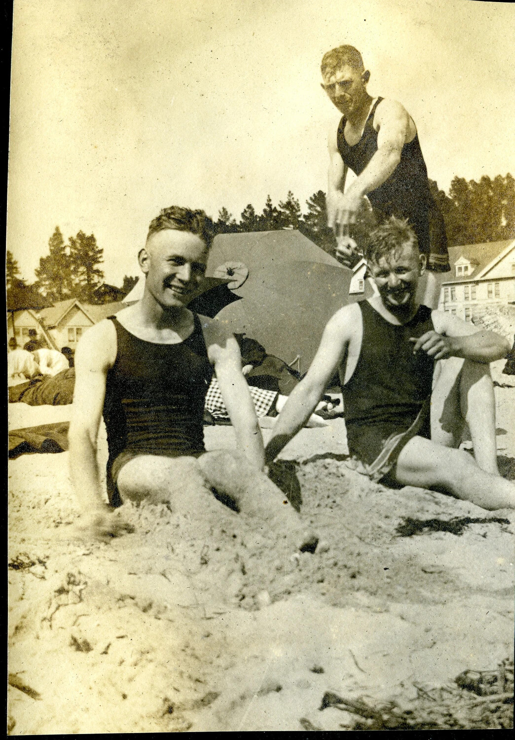 Three Young Men at the Beach, World War I Era