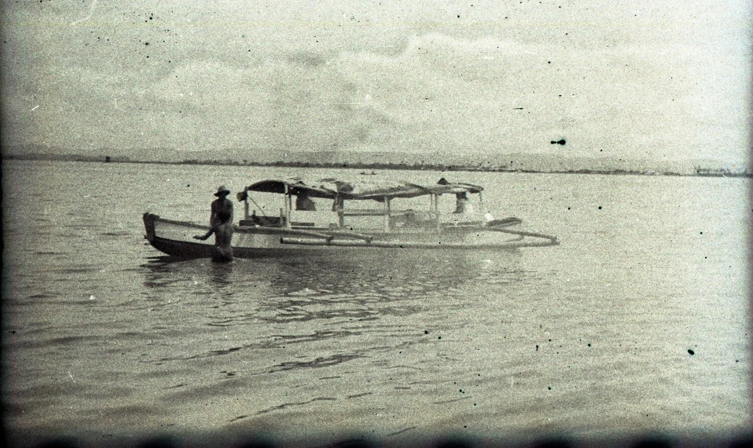 Traditional Outrigger Boat (Banca) on Luzon Coastal Waters, Philippines, WWII Era