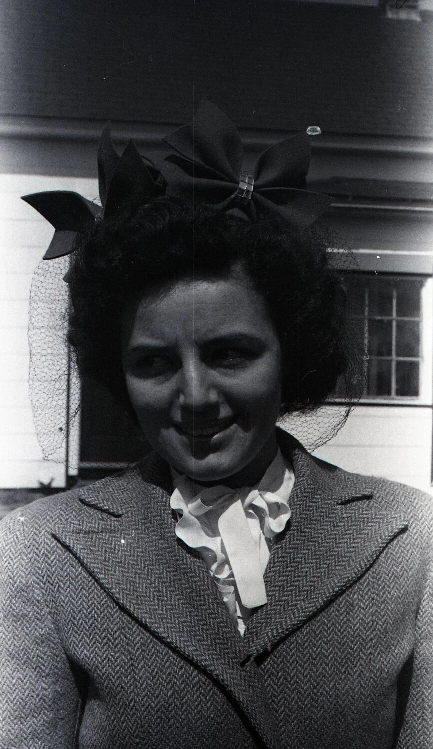 Portrait of Young Woman in Bow Hat, Stateside Photograph, WWII Era