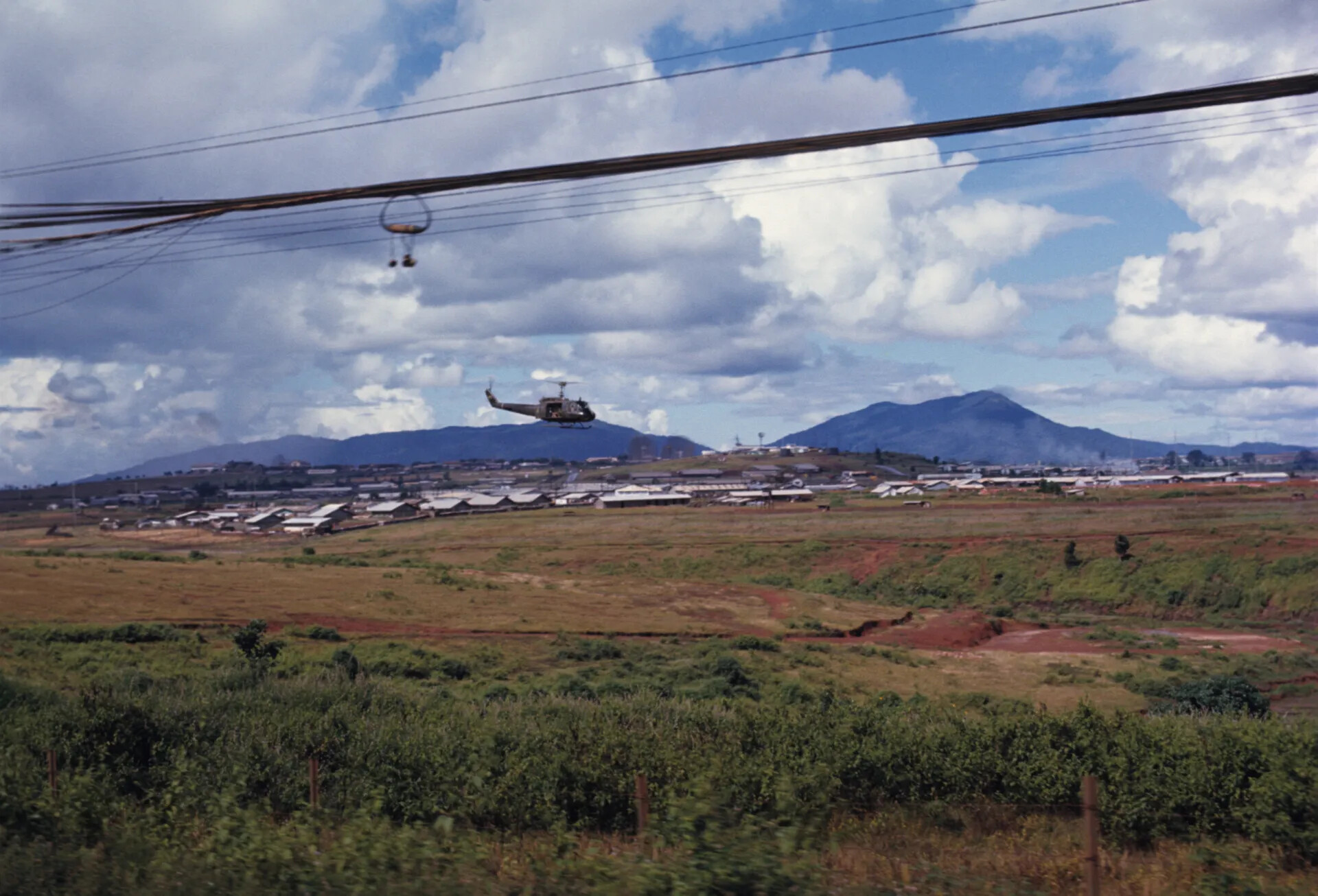 UH-1 Huey Helicopter over Central Highlands Airbase, Vietnam, December 1969