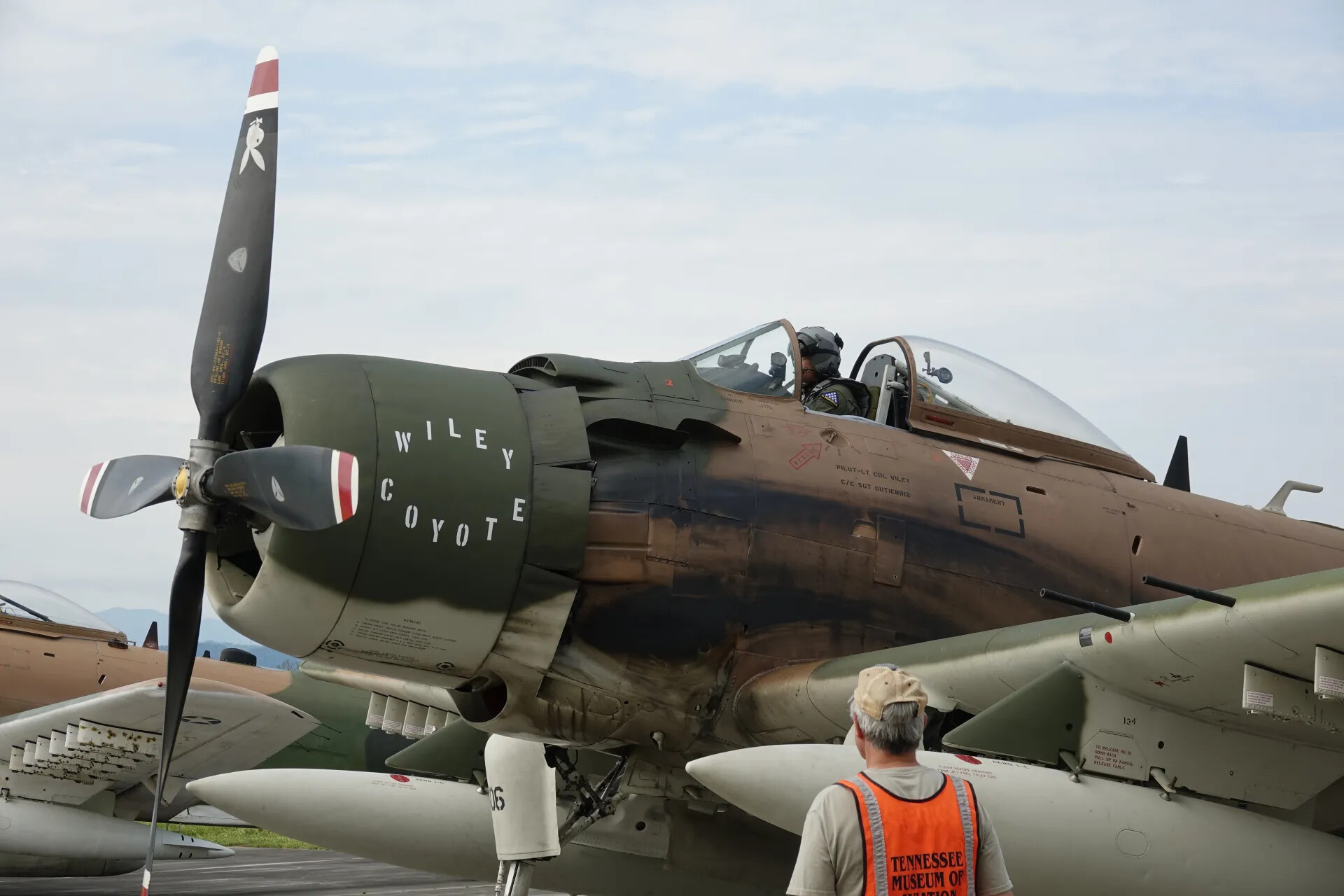 A-1 Skyraider "Wiley Coyote" with Pilot and Ground Crew, Tennessee Museum of Aviation Event, May 2019