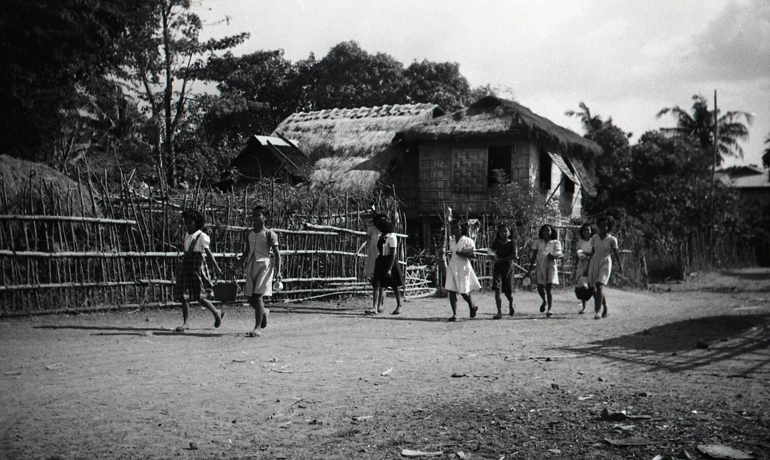 Filipino Village Children on a Barrio Road, Luzon, Philippines, WWII Era