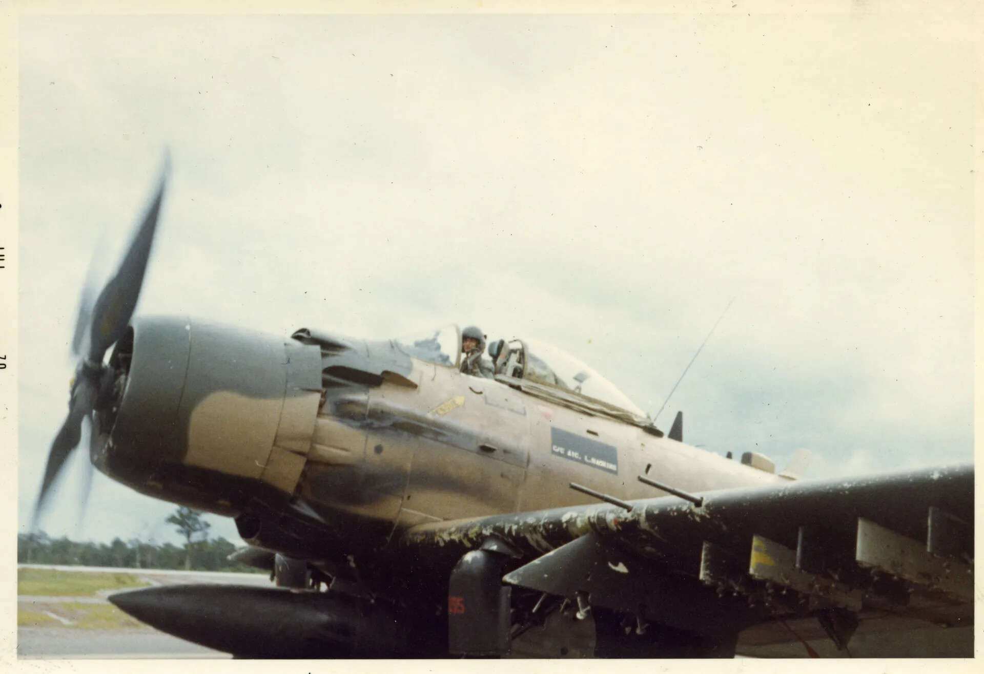 A-1 Skyraider Taxiing at Nakhon Phanom RTAFB (NKP), July 1970 (Doug Carmichael Collection)