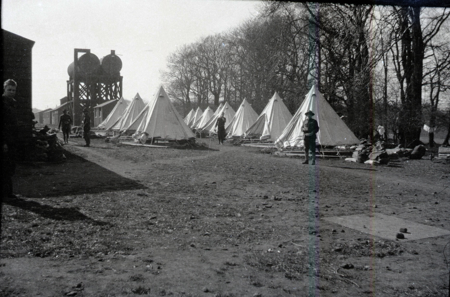 Bell Tent Camp with Elevated Water Tower — AEF Training or Rest Camp, France, c. 1917–1919