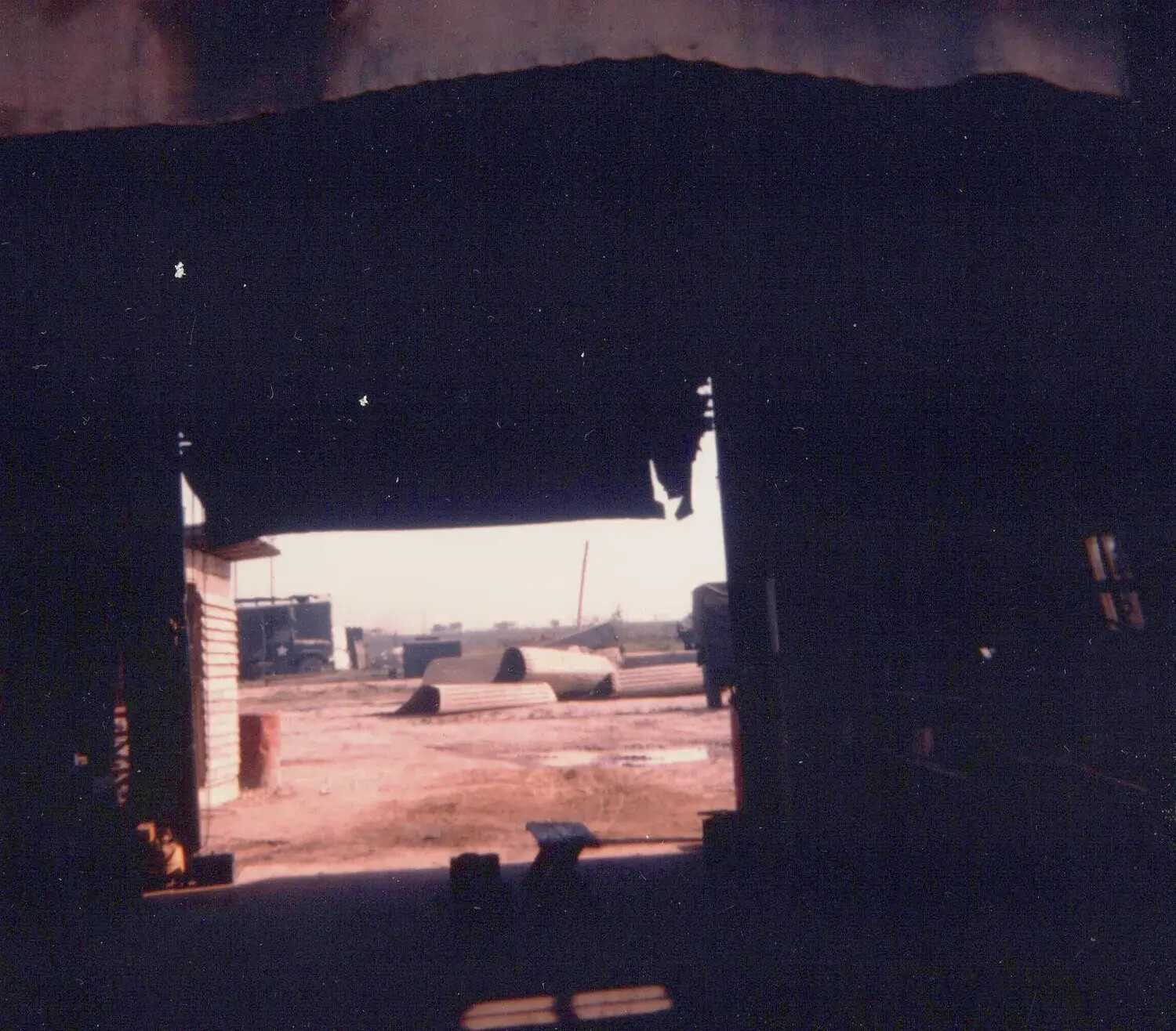 View from Bunker Interior Toward Motor Pool, Cu Chi Base Camp, Vietnam, 1967