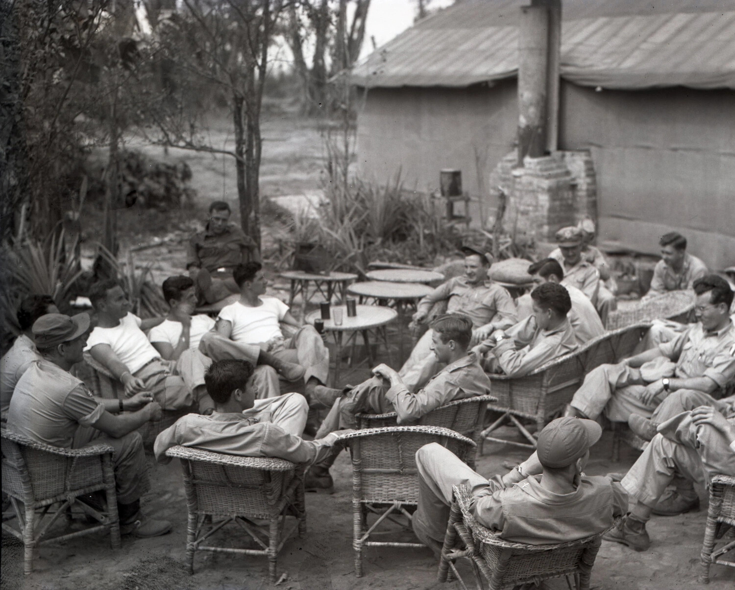 Squadron Personnel Relaxing at an Outdoor Gathering, China-Burma-India Theater, WWII (Kotec Collection)