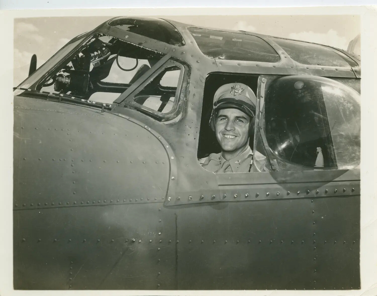 USAAF Pilot in Bomber Cockpit, 579th Bomb Squadron, 392nd Bomb Group, England, WWII