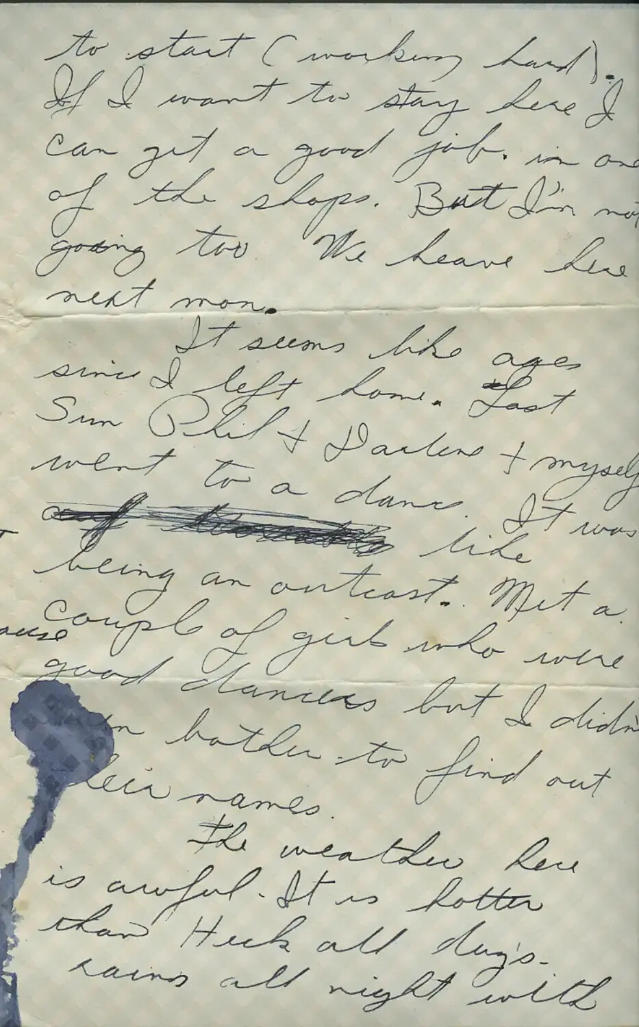 Handwritten WWII Letter Page, Moon-Sammiet Correspondence Collection