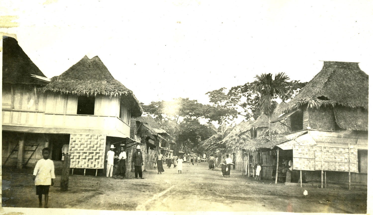 Barrio Street Lined with Nipa Houses, Philippines, c. 1920s-1930s