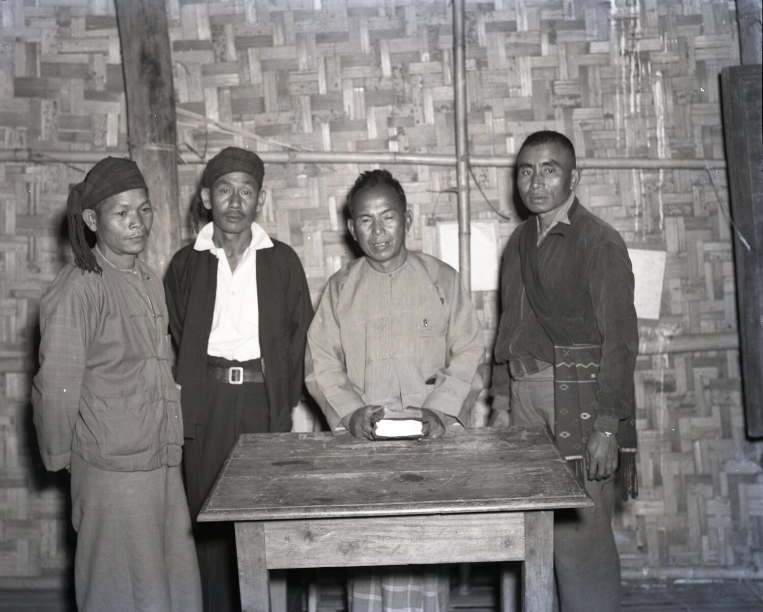Four Karen Men at a Church Service, Burma - WWII China-Burma-India Theater Collection