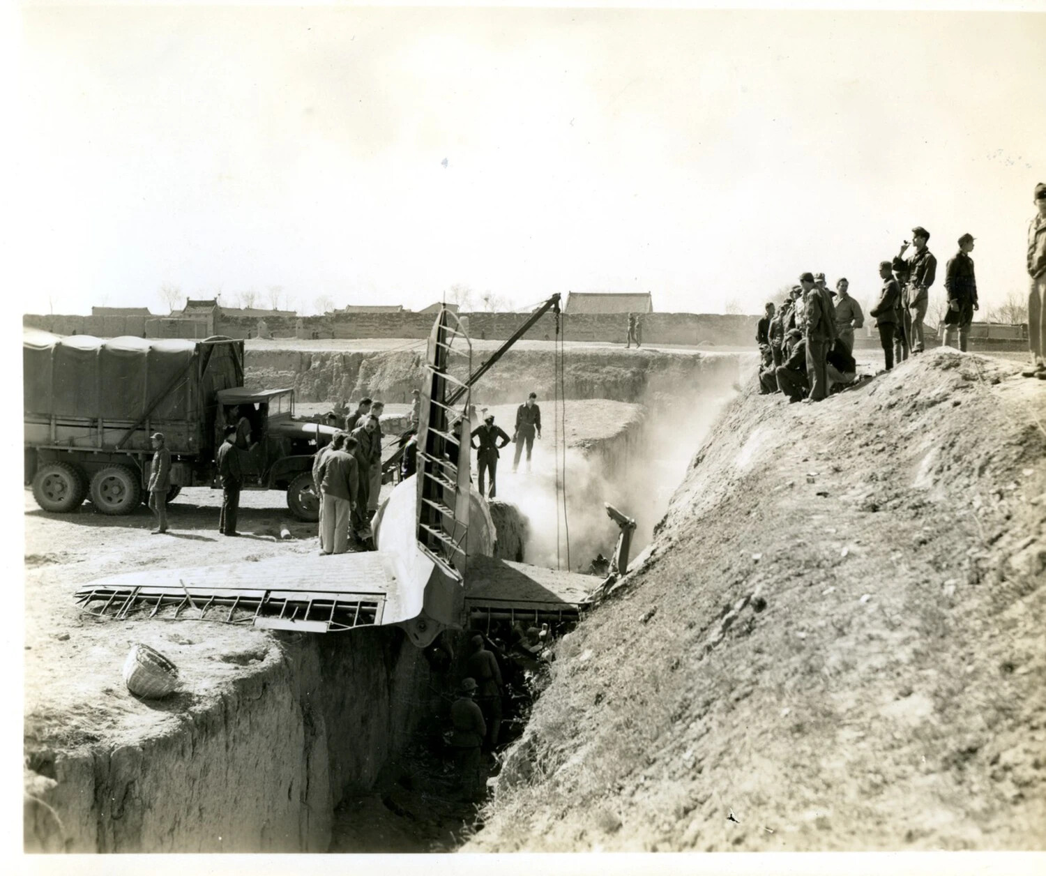 Recovery Operation at Aircraft Crash Site, China-Burma-India Theater, World War II