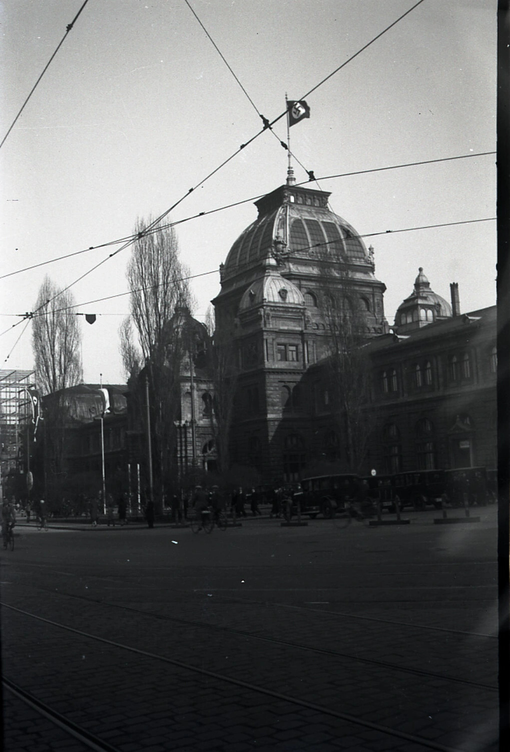 Domed Civic Building with Nazi Flag Overlooking City Square, Germany