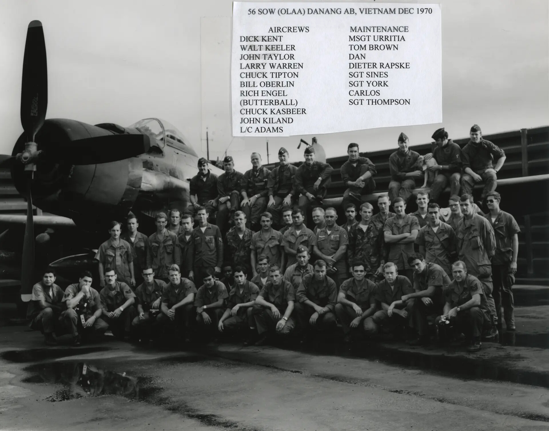 56th Special Operations Wing (OLAA) Aircrew and Maintenance Group Photo, Danang Air Base, Vietnam, December 1970