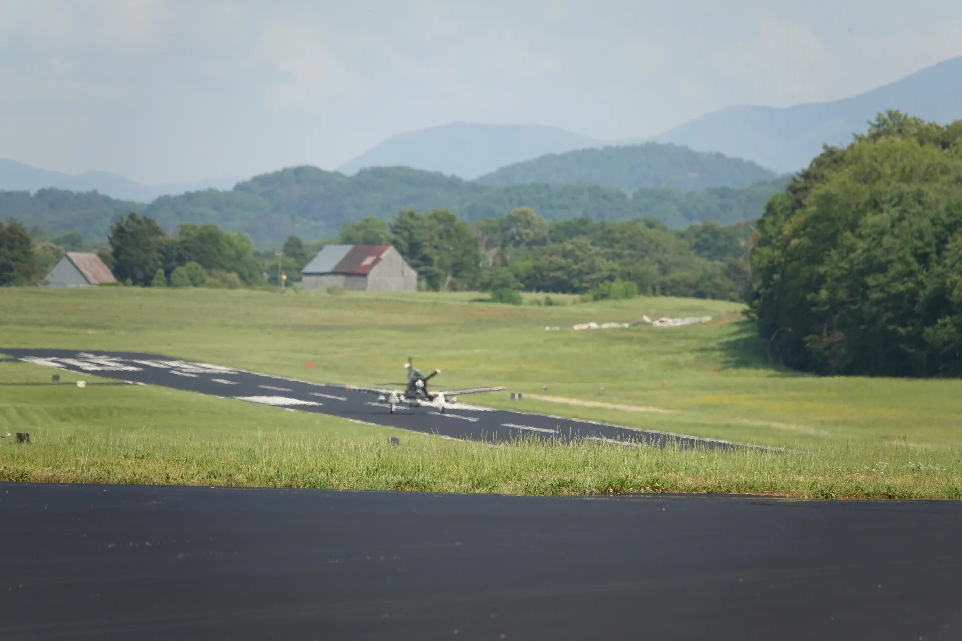 Vintage Aircraft on Runway with Smoky Mountain Backdrop, May 2019 Fly-In Event