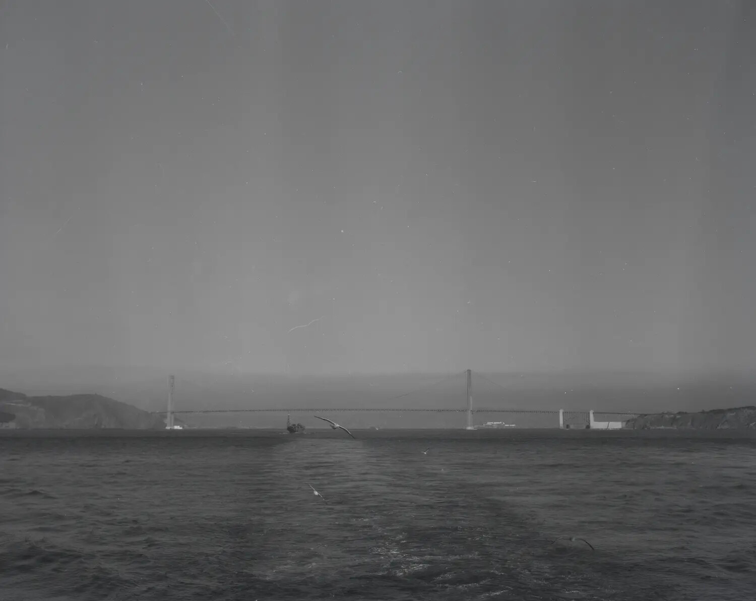 Golden Gate Bridge Viewed from Seaward, San Francisco Approaches, World War II Era