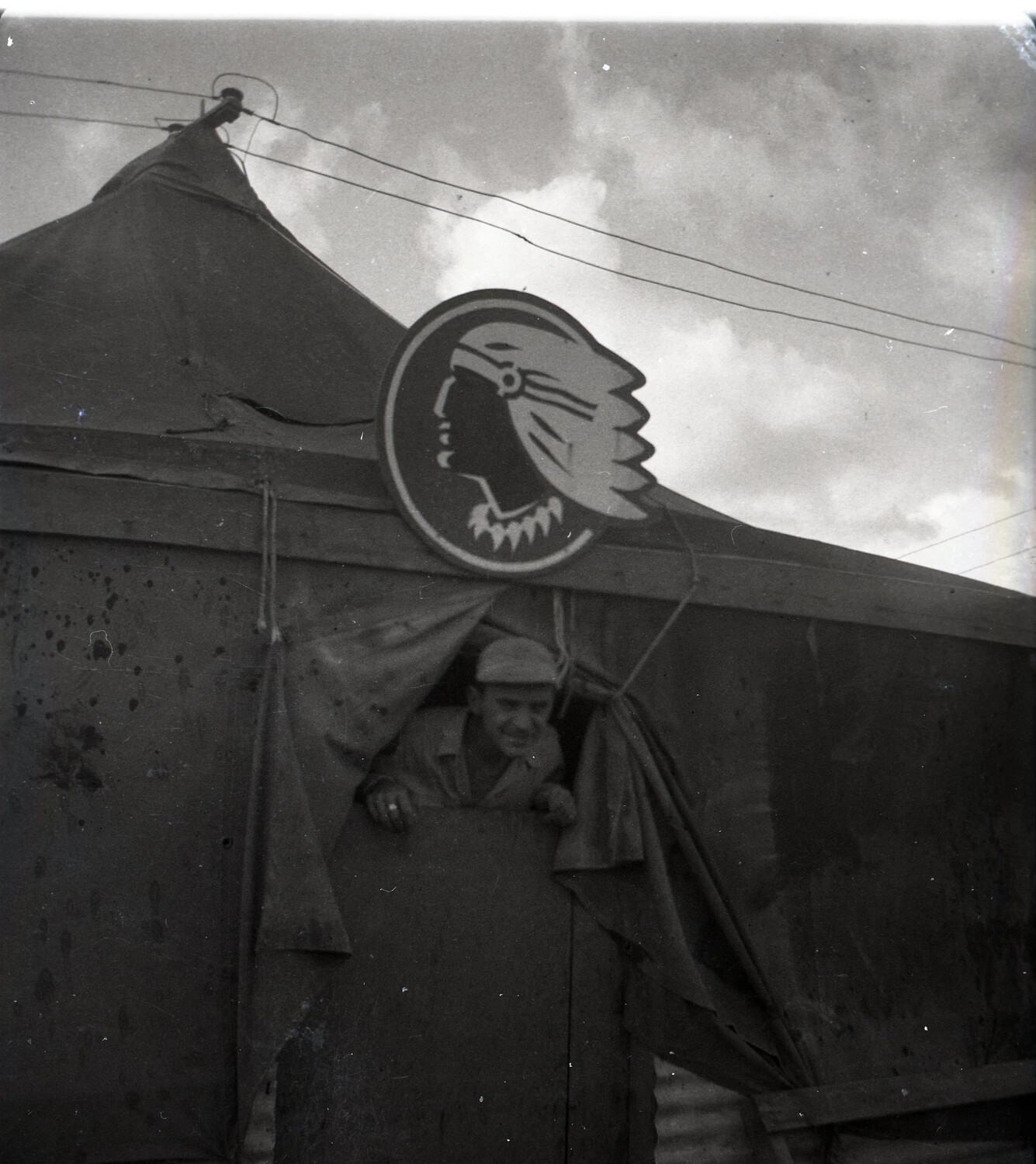 Squadron Tent with 'Air Apaches' Insignia, 345th Bombardment Group, Ie Shima, WWII Pacific Theater