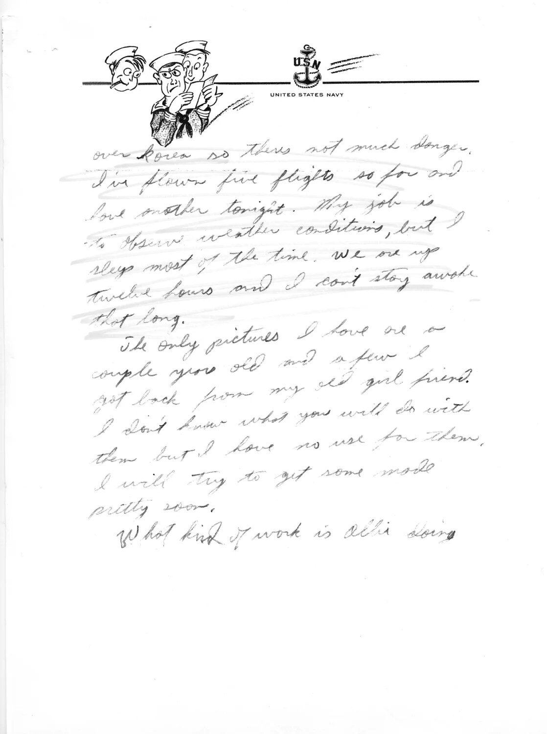 Handwritten Letter on U.S. Navy Stationery Describing Combat Flights Over Korea, Lt. Bancroft Collection