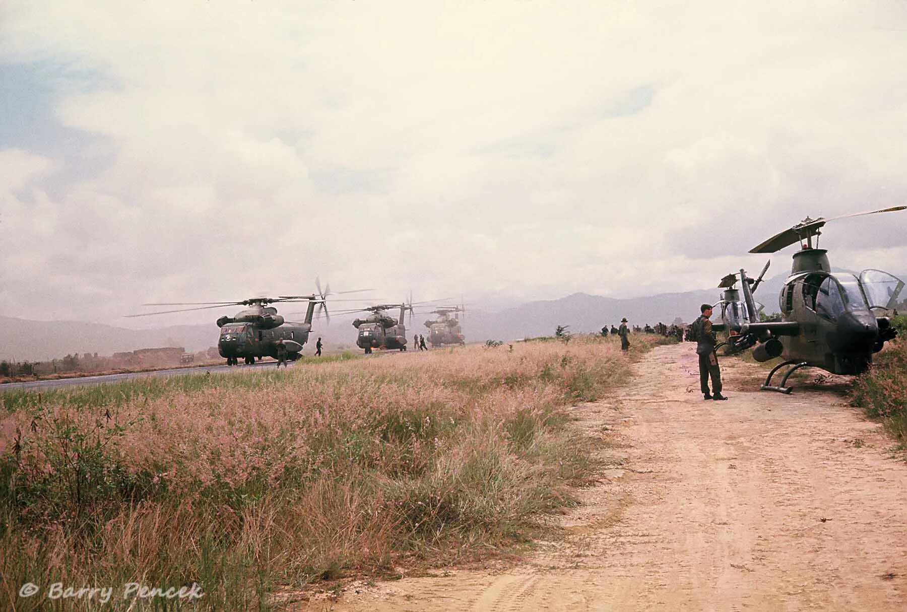 CH-53 Helicopters and AH-1 Cobra Gunship Staged in Support of Operation Tailwind, 1970