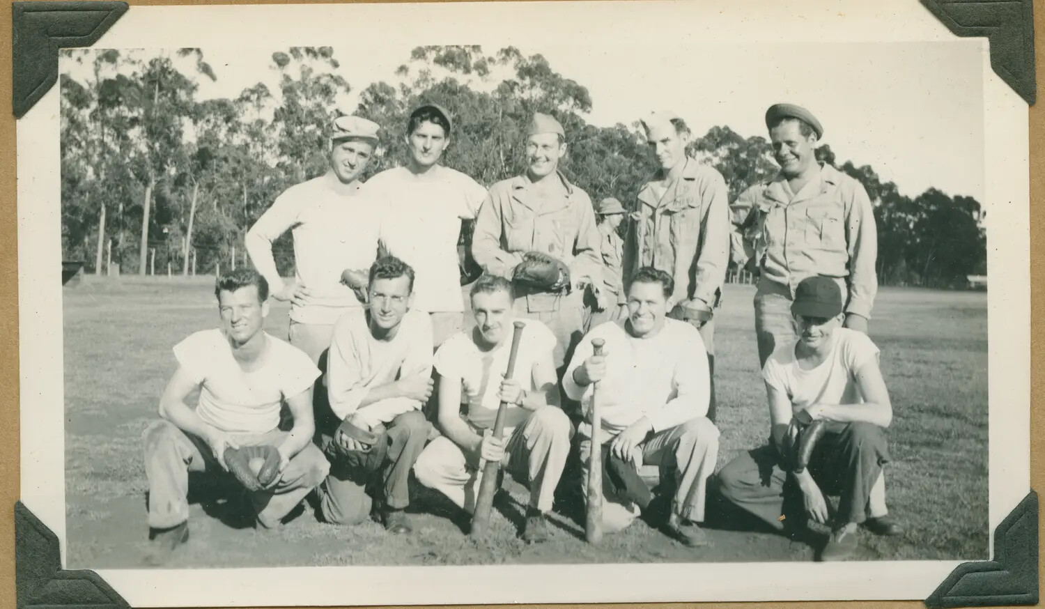 WWII Hawaii Photo Album: Servicemen's Baseball Team Group Portrait