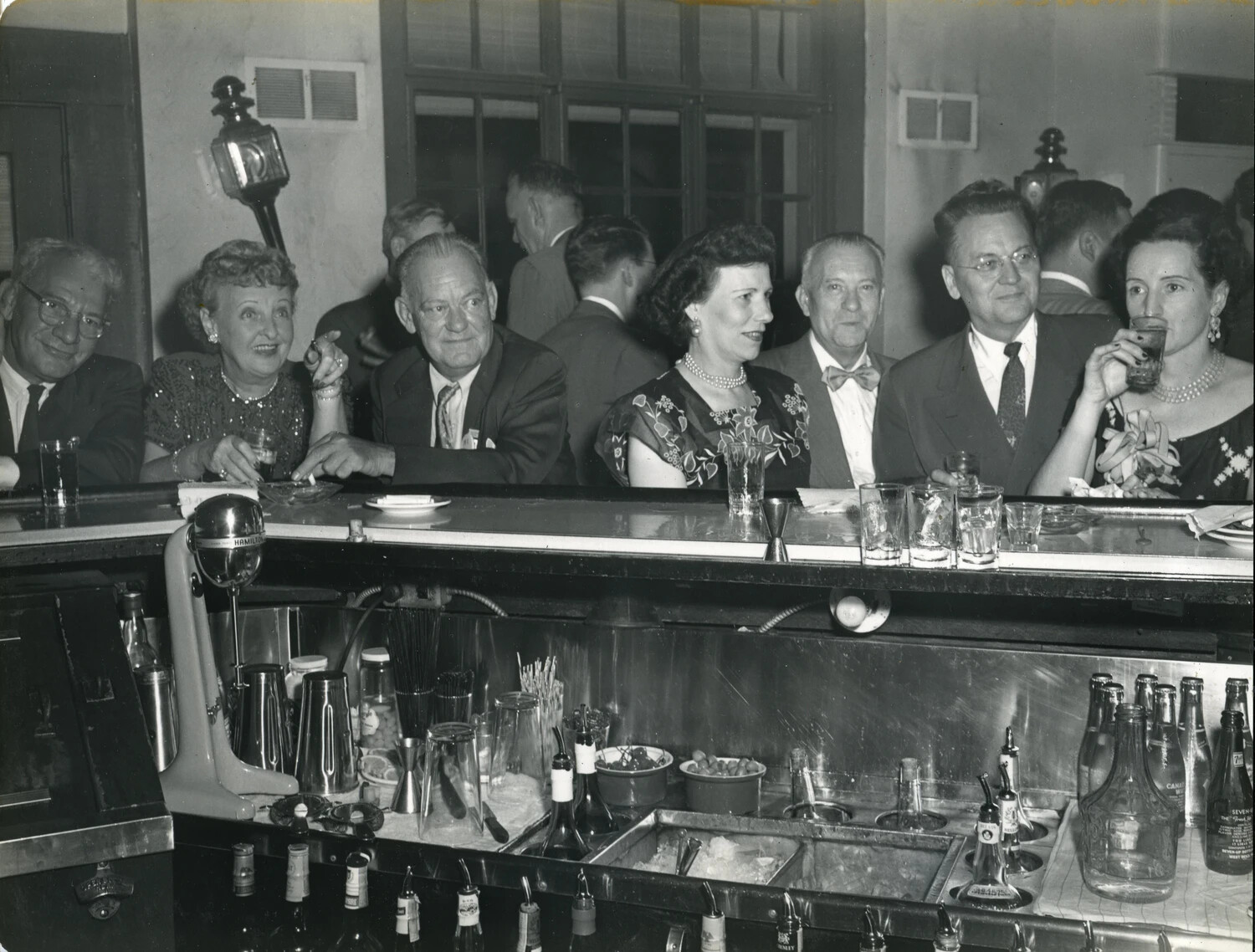 Convention Attendees at Fully Stocked Hotel Bar, Late 1940s Cocktail Hour