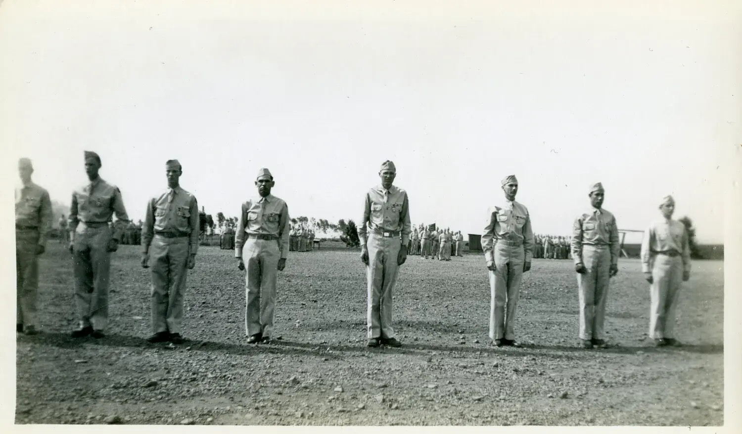 Formation of U.S. Servicemen Standing at Attention, Possible Awards Ceremony