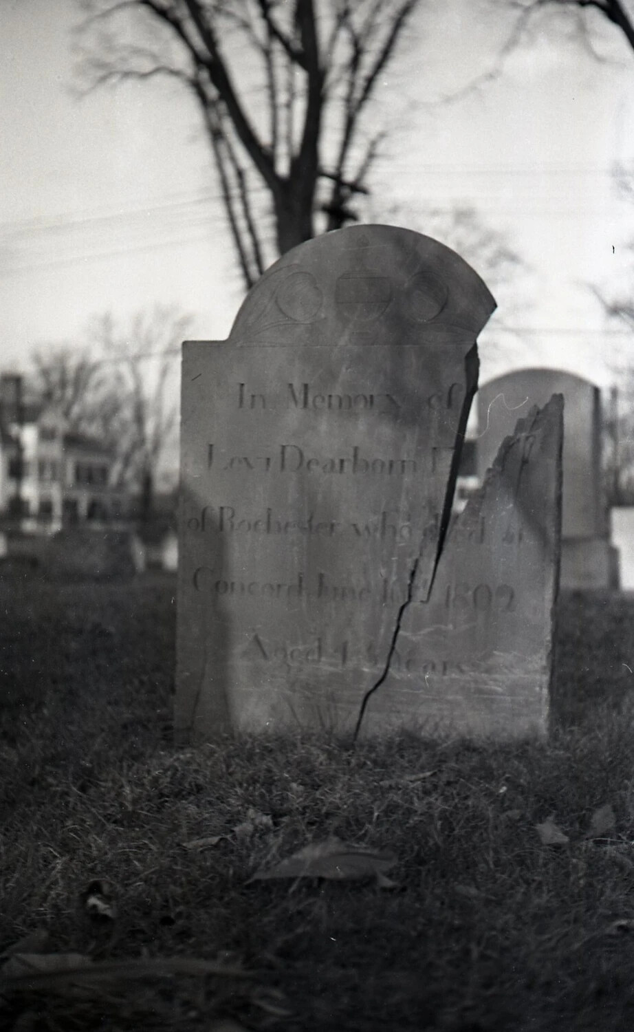 Weathered Slate Gravestone of Levi Dearborn, Concord, Massachusetts