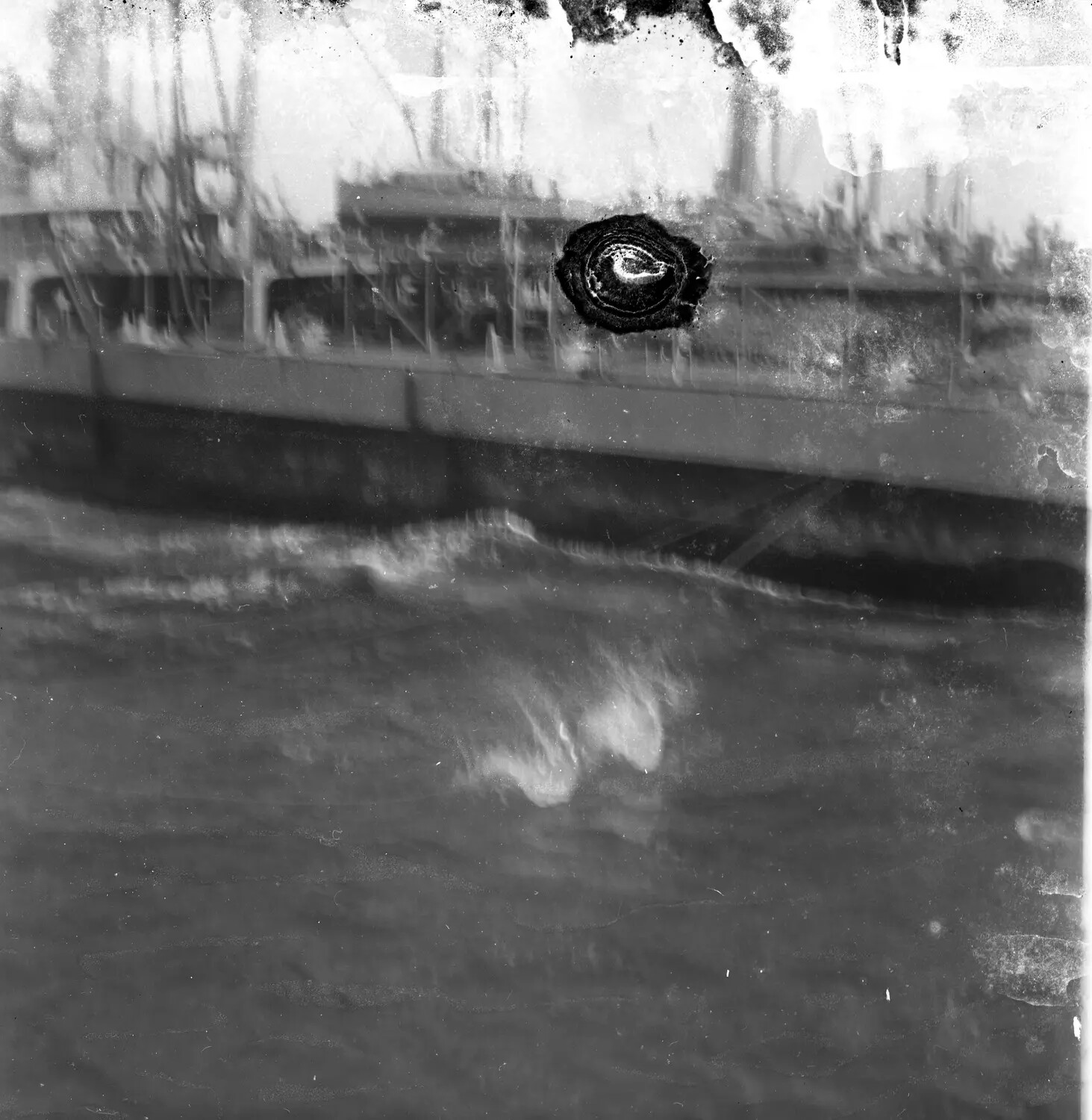 Deteriorated Negative: Vessel Moored at Pier, Sasebo, Japan