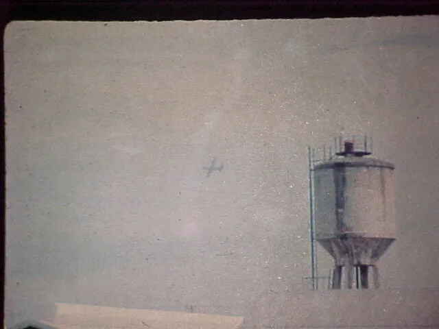 Water Tower and Distant Aircraft at Da Nang Air Base, Vietnam War-Era Slide Photograph