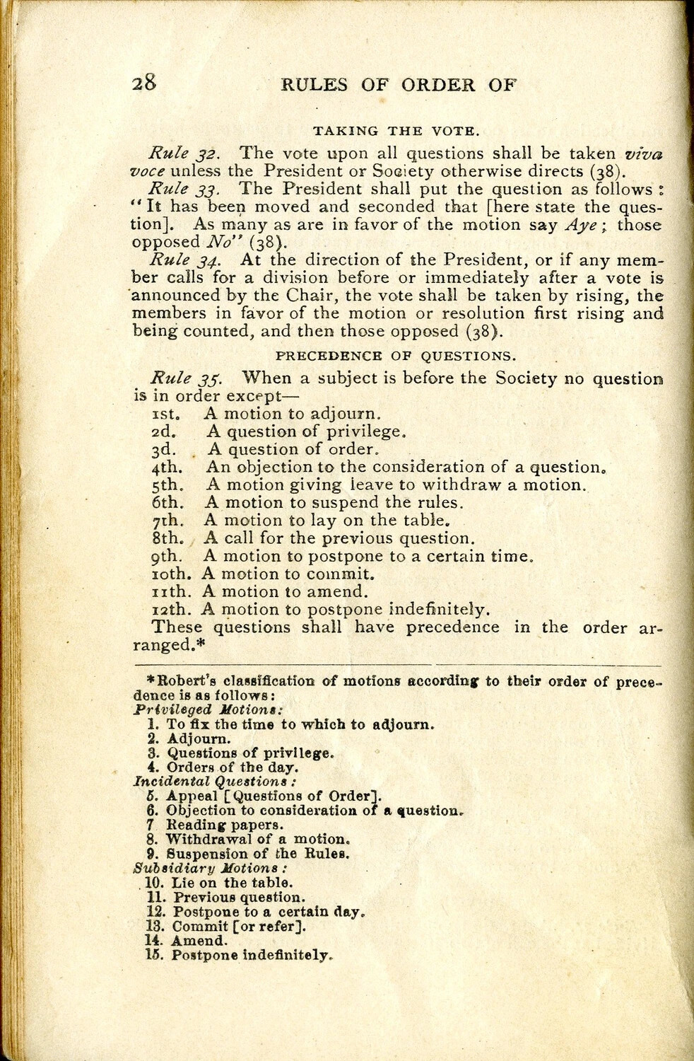 Page 28, Rules of Order: Literary Society Procedural Rulebook (Wagener Collection)