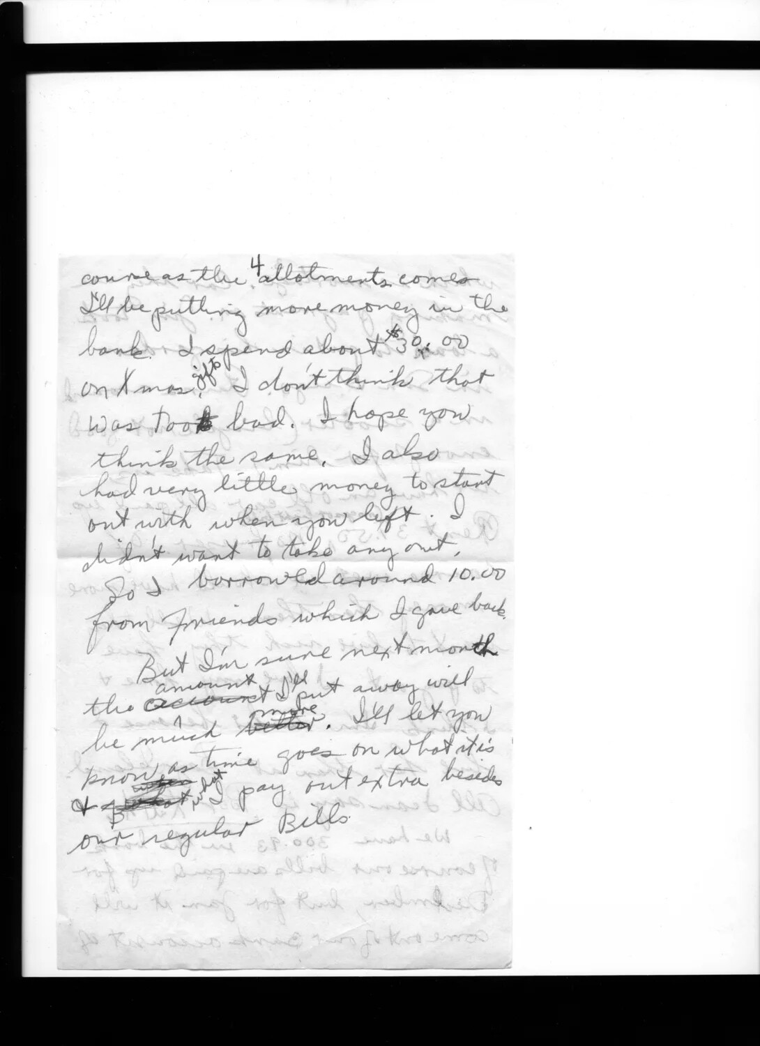 Handwritten Letter Page Discussing Household Finances, Lt. Bancroft Korean War Collection