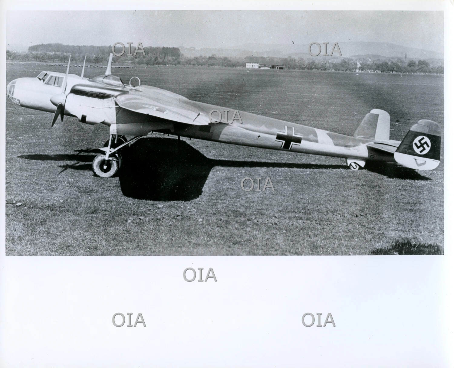 German Luftwaffe Twin-Engine Aircraft on Airfield, WWII