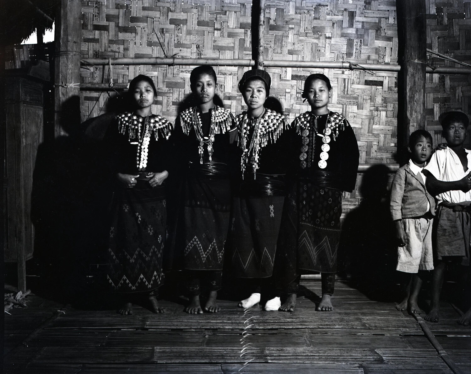 Four Karen Women in Traditional Silver Ornamentation, Burma, WWII China-Burma-India Theater