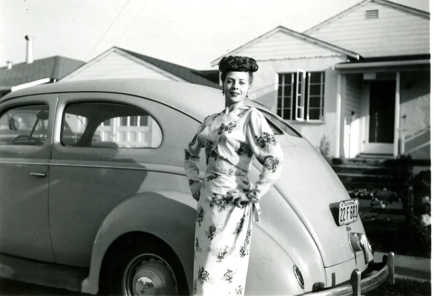 Portrait of a Woman Beside an Automobile, California Home Front, WWII Era