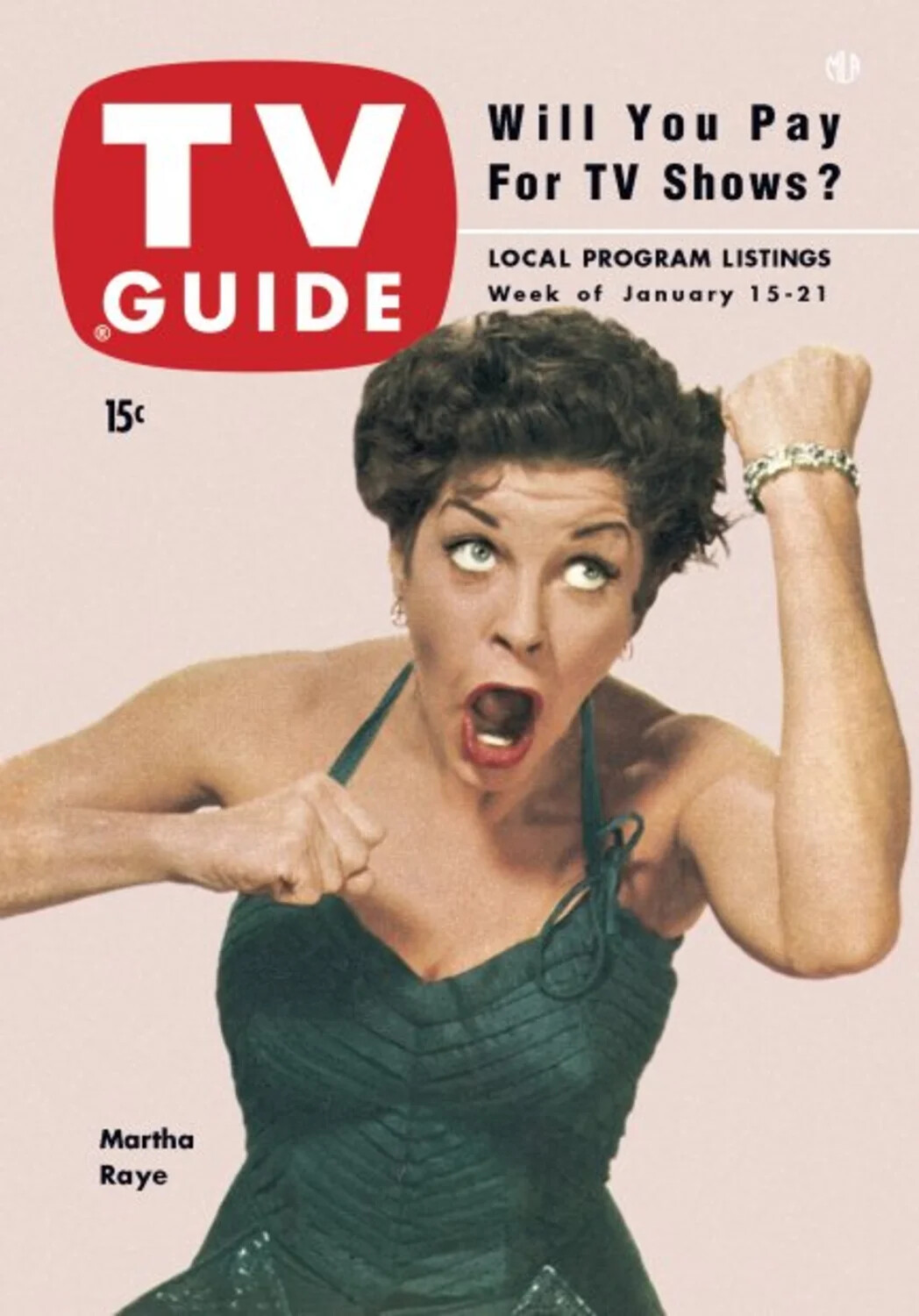 TV Guide Magazine Cover, Week of January 15-21, 1954, Featuring Martha Raye