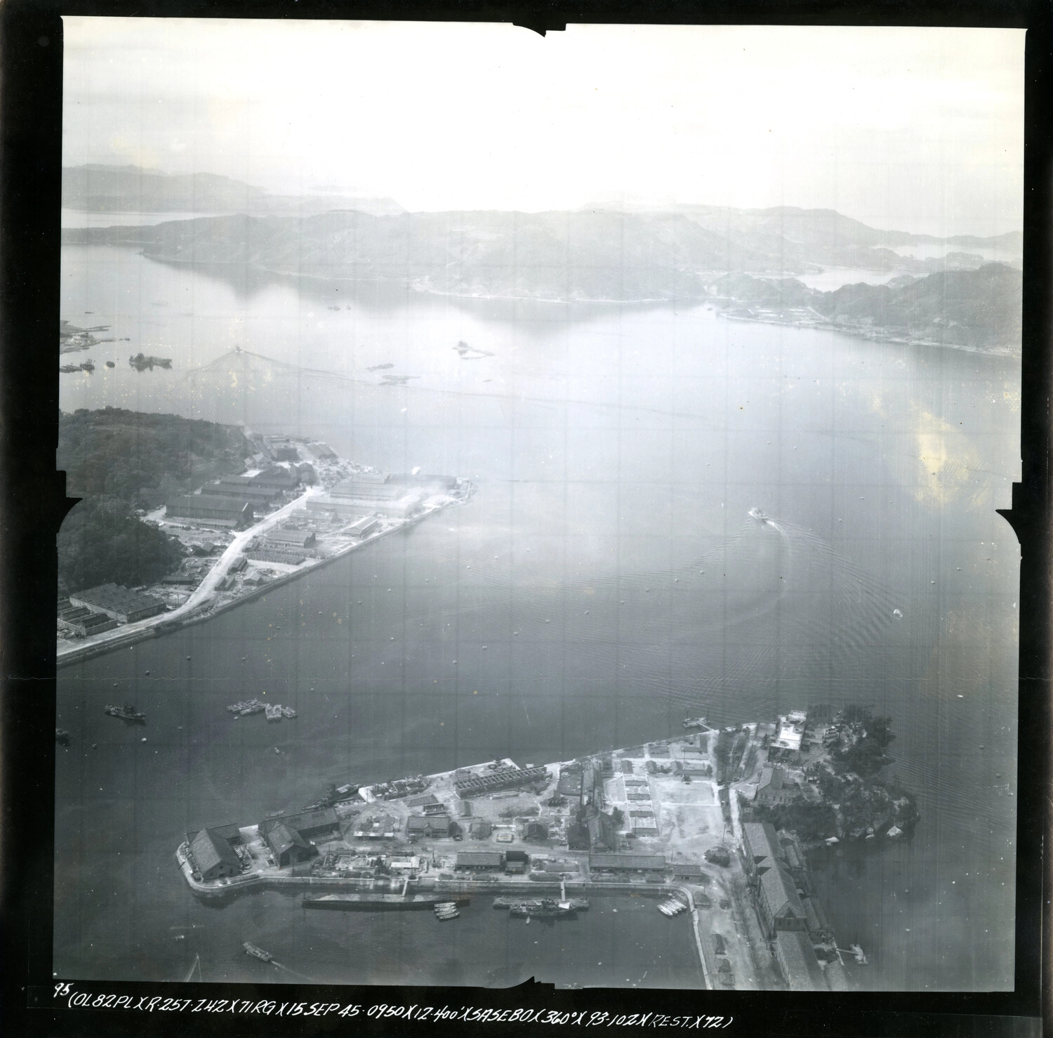 USAAF Aerial Reconnaissance Photograph - Sasebo Naval Base, Nagasaki Prefecture, Japan, 15 September 1945