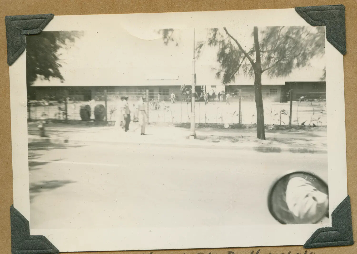 Street Scene with Servicemen Outside Barracks Complex, Honolulu, Hawaii, WWII