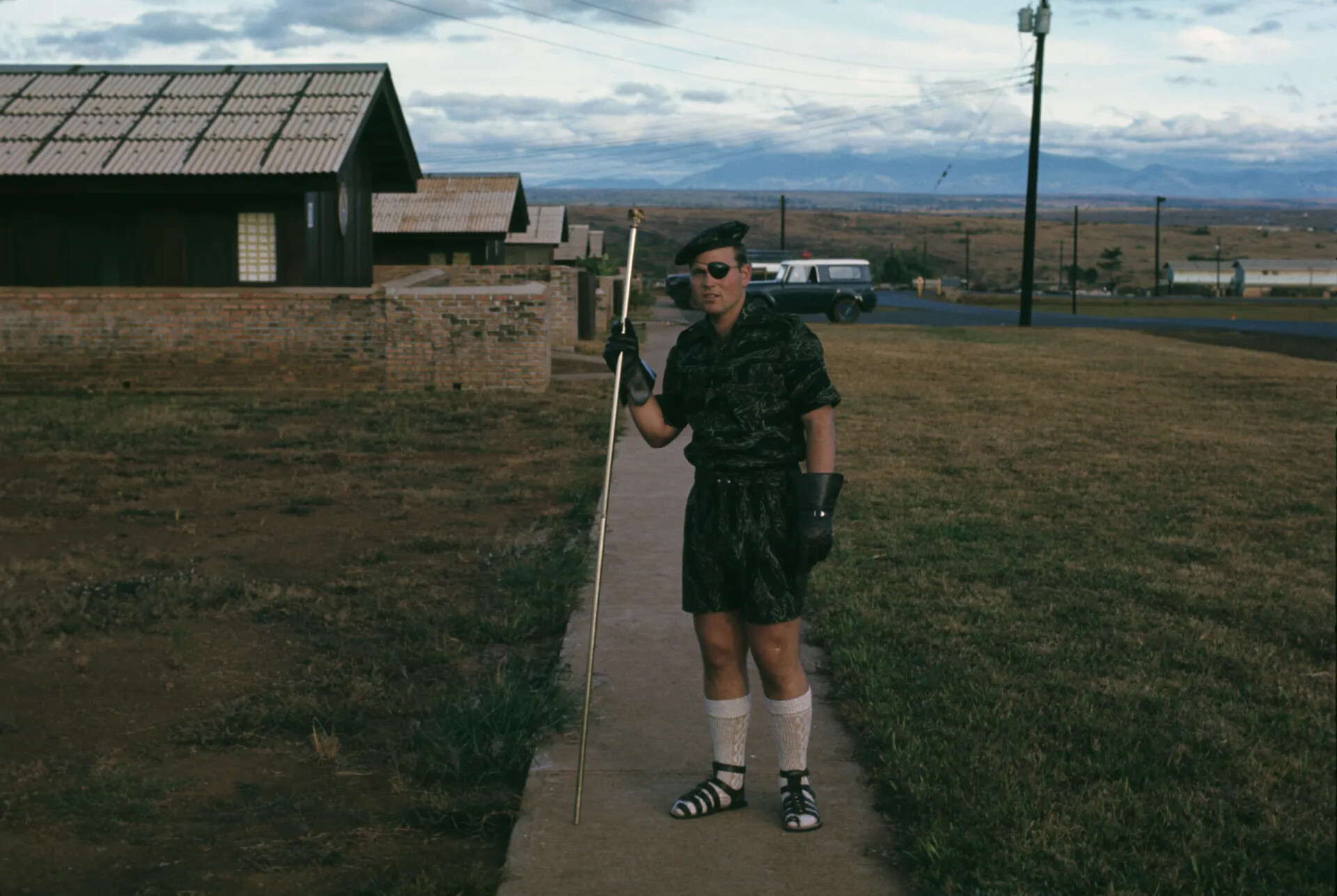 Airman in Costume with Ceremonial Staff, Squadron Morale Event