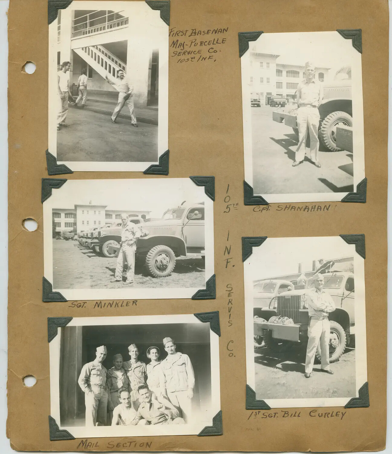 105th Infantry Service Company Personnel Page, Hawaii, WWII