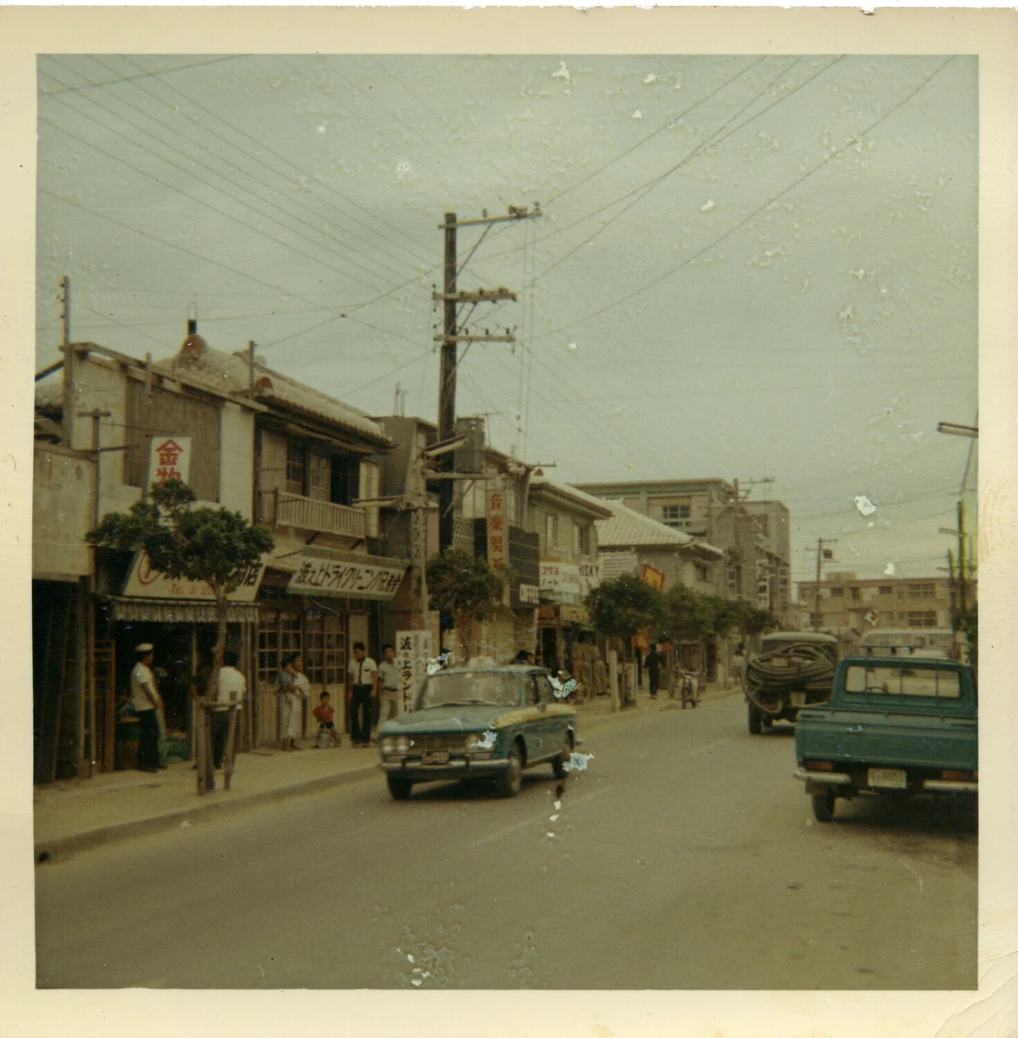 Commercial Street Scene with Japanese Signage, Likely Okinawa, Japan (Vietnam-Era Collection, 1964)