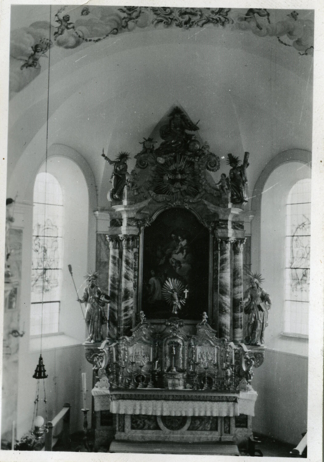 European Baroque Church Altar, WWII Photograph, 44th Infantry Division, Norman Baget Collection