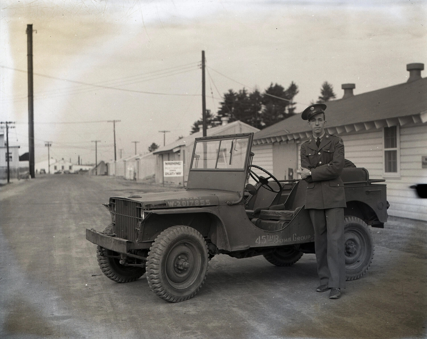 Sergeant of the 45th Bombardment Group with Jeep, China-Burma-India Theater, WWII