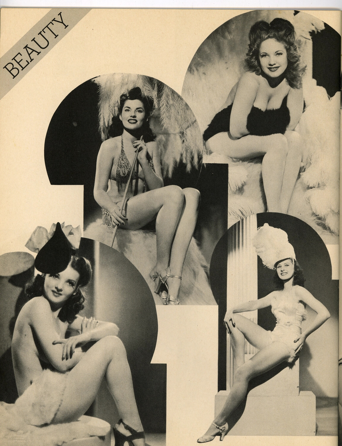 "Beauty" — Illustrated Magazine Pin-Up Feature Page, WWII Era