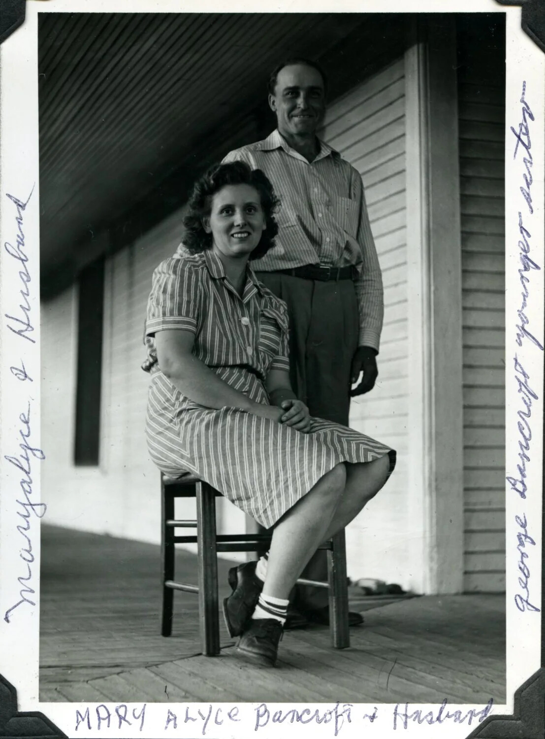 Mary Alyce Bancroft and Husband on Porch, Bancroft Family Collection