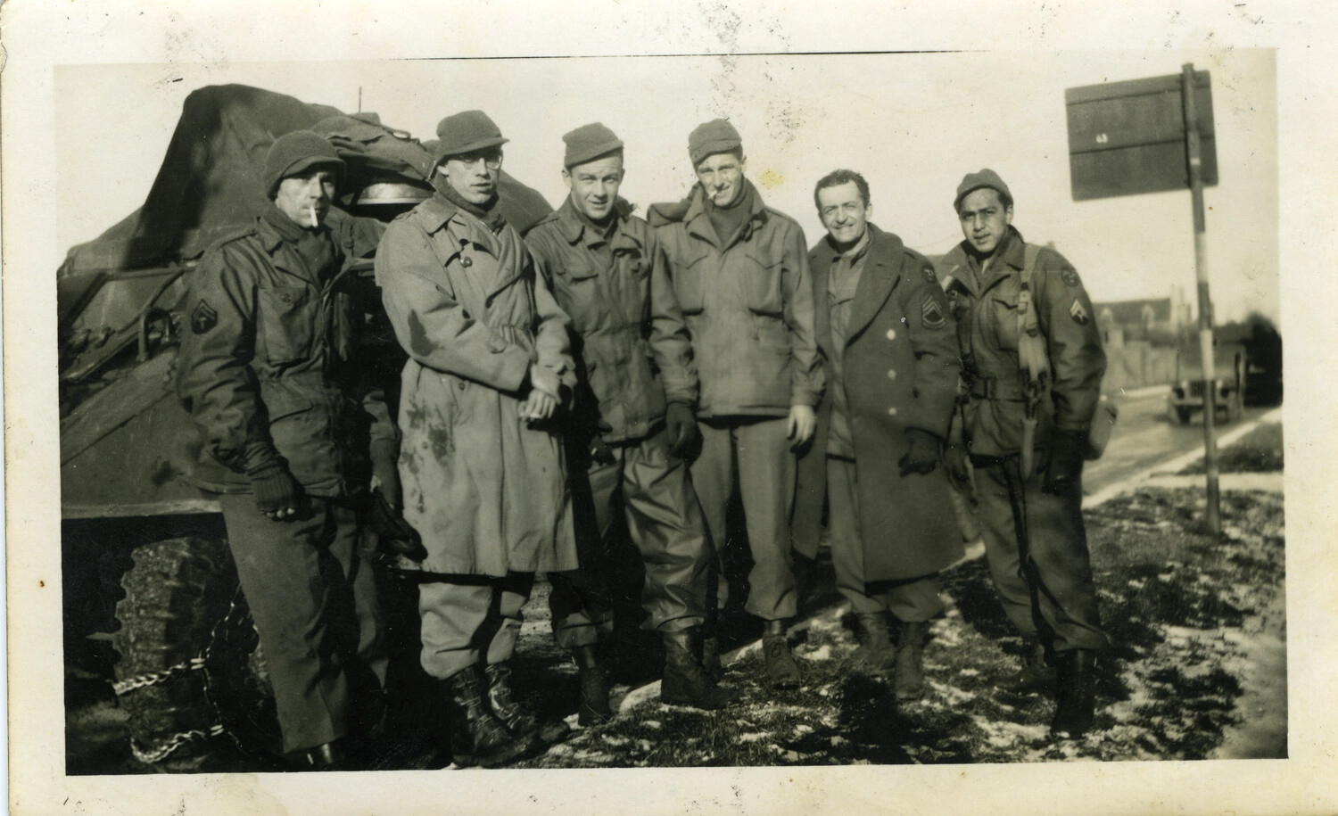 American Soldiers with Half-Track in Winter, European Theater, WWII, c. 1944-1945