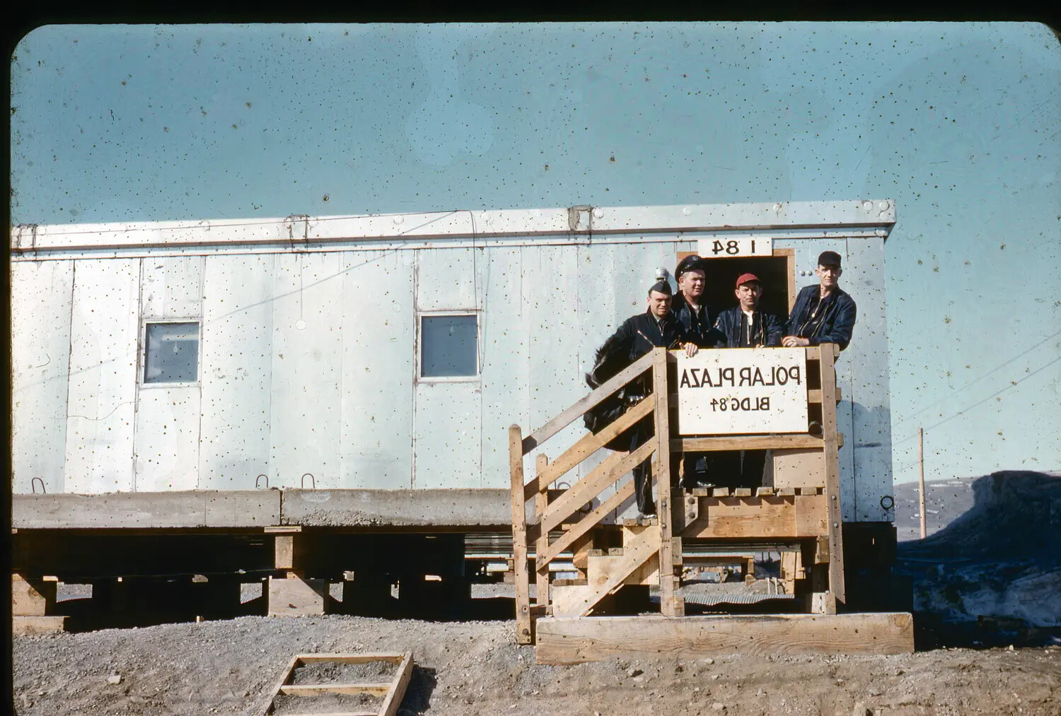 Airmen at "Polar Plaza" Barracks Building 184, Thule Air Force Base, Greenland (1950s)
