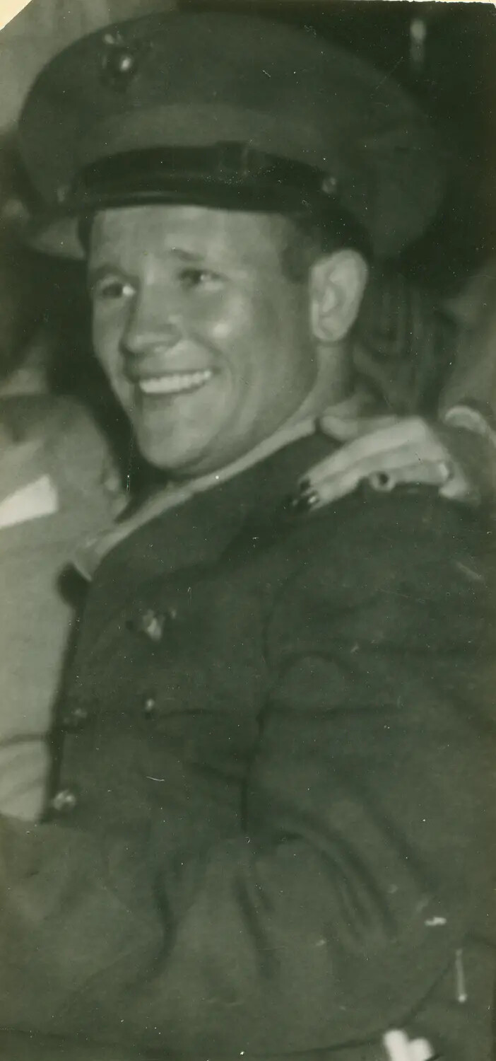Unidentified US Serviceman in Dress Uniform, Candid Portrait, WWII Era
