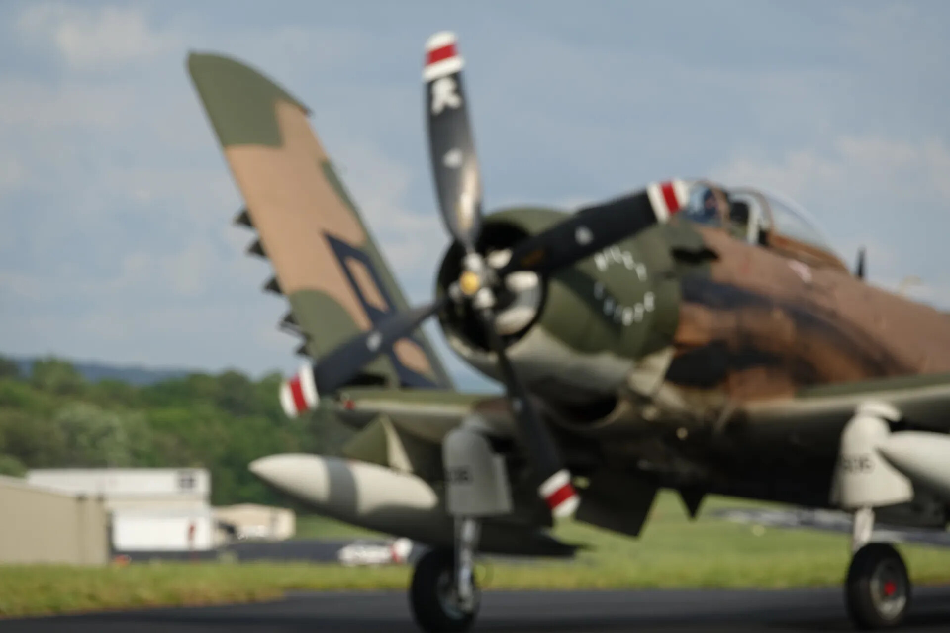 Restored A-1 Skyraider Taxiing at Warbird Event, May 3-4, 2019 (Neal Melton Collection)