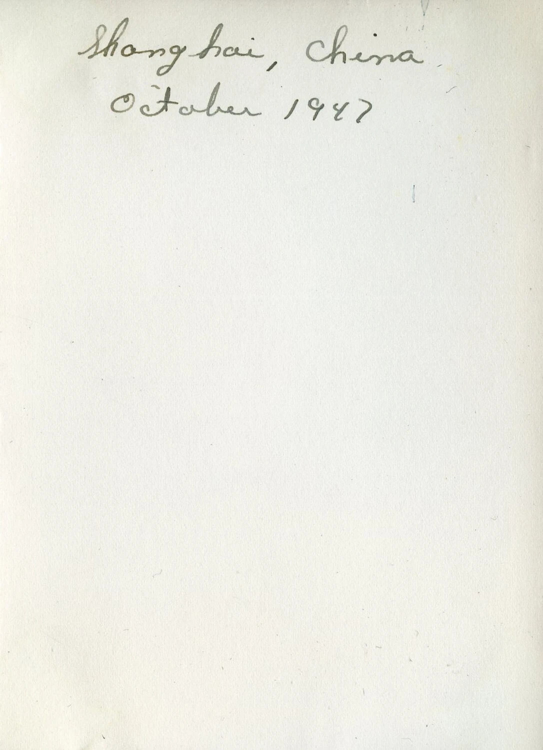 Album Caption Page - "Shanghai, China, October 1947" (VR-6 Photo Album)